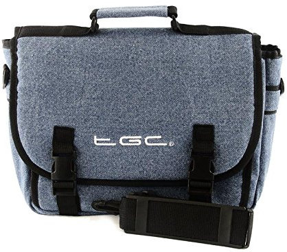New TGC ® Messenger Style TGC Padded Carry Case Bag for the Bush DVD1205BUK 12PORTABLE SWIVEL DVD PLAYER (Full Dreamy Blue Denim)