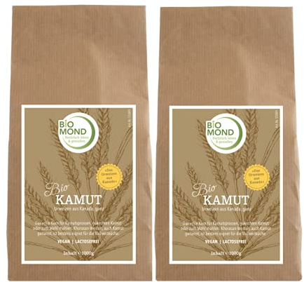 BIO Kamut Urweizen Körner ganz von BIOMOND / 2 x 1.000 g Vorteilspack / Khorasan-Weizen aus Kanada