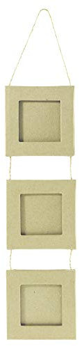 Décopatch CD701O Packung mit 3 Rahmen zum Aufhängen (aus Pappmaché zum Verzieren und Personalisieren, quadratisch, 8 x 8 cm, geeignet für Ihre Bilder 5,5 x 5,5 cm) 1 Pack kartonbraun