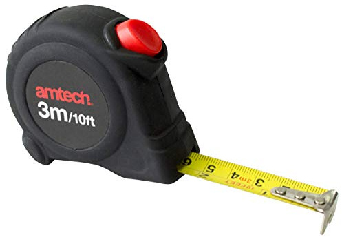 Amtech 3m Self Locking Measuring Tape, 16mm Blade with Belt Clip and Quick Return, Ideal for Compact Measuring Jobs in DIY and Trade Settings.