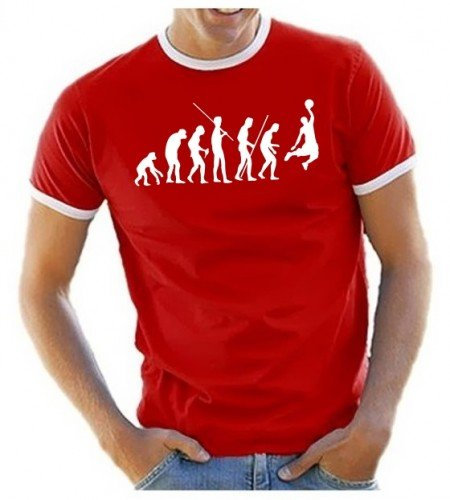 Basketball - Evolution ! T-Shirt Rot-Ringer Gr.L