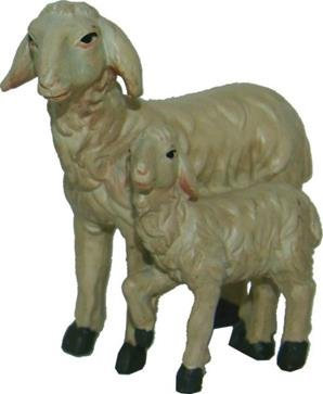 Unbekannt Krippenfiguren Doppelschaf Höhe 6,2cm geeignet für 15-20cm Figuren