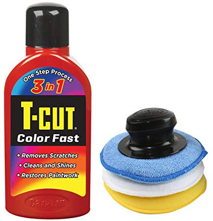 T-Cut RED Colour Fast Polish 500ml + 3 Pcs Applicator Pad Set