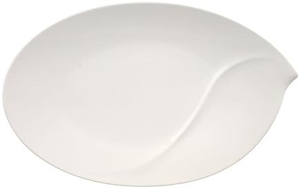 Villeroy & Boch Flow Plat de service ovale, 47 cm, Porcelaine Premium, Blanc