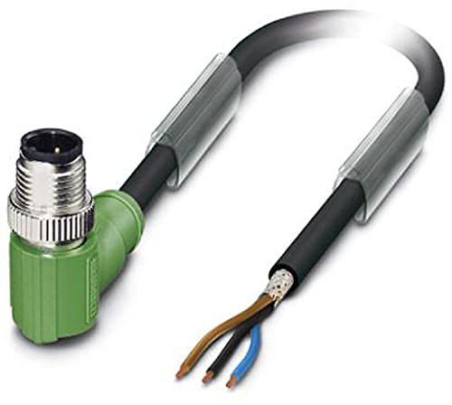 PHOENIX CONTACT SAC-3P-M12MR/5.0-PUR SH Sensor/Aktor-Kabel, 3-Polig, M12 Stecker Gewinkelt, A Kodierung, 5m Kabellänge, Schwarz/Grau
