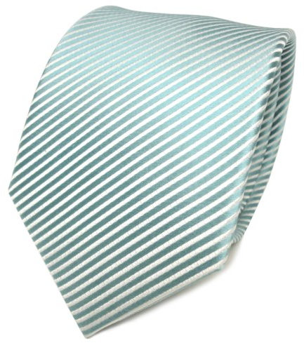 TigerTie Designer Seidenkrawatte in mint grün weiß gestreift