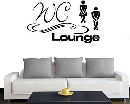 A003 Tür-/Wandtattoo WC Lounge 30cm x 17cm schwarz (in 40 Farben und 4 Größen)