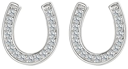 EVER FAITH Hufeisen Ohrstecker aus 925 Sterlingsilber Zirkonia Glückshufeisen-Ohrringe für Damen, Mädchen Klar Gold-Ton