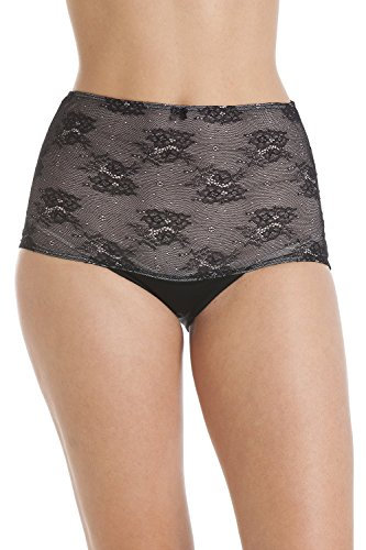 Camille Womens Two Pack Black Seam Free High Waist Floral Mesh Briefs 14-16