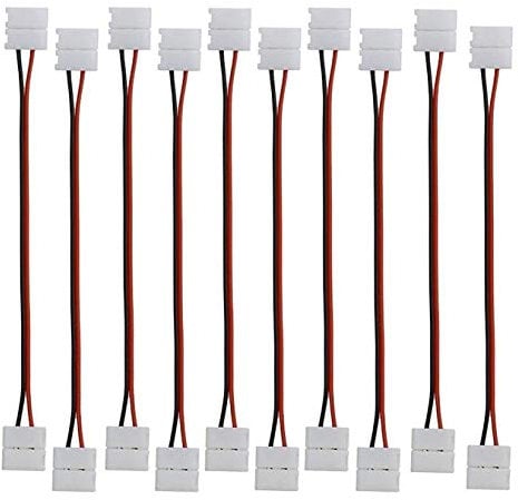 LitaElek 10er-Pack LED Streifen Verbinder, 2-polig, 10mm Breite, SMD 5050/5630, Einfarbig, Eckverbinder, LED Band Anschlusskabel, 17cm Lang