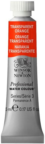 Winsor & Newton 0102650 Professional Aquarellfarbe, lebendige Wasserfarben in Künstlerqualität, hohe Farbbrillanz & Leuchtkraft, lichtecht, Archivqualität, 5ml Tube - Orange Transparent