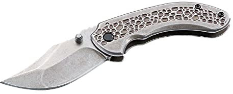 Herbertz Top Collection Klappmesser - Stonewashed Optik - Stahl AISI 440 - Edelstahl Griff - Nylon Etui - Kunststoff Box