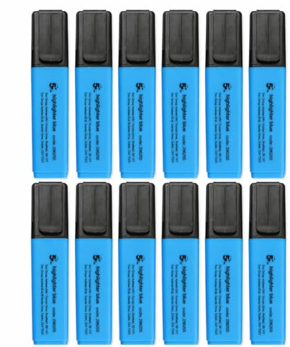 5 Star Office Highlighter Chisel Tip 1-5mm Line Blue [Pack 12]
