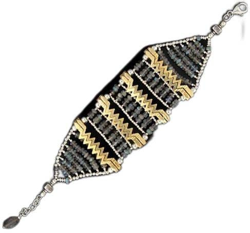 Labradorite Gold Plated Zig-Zag Bracelet - Sterling Silver