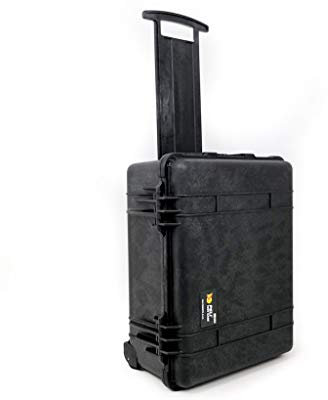 PELI 1560LFC Maletín de viaje resistente con funda desmontable para el ordenador portátil, IP67 impermeable al agua/polvo, 44L de capacidad, fabricado en EE.UU., con espuma personalizable, color negro medium (48)