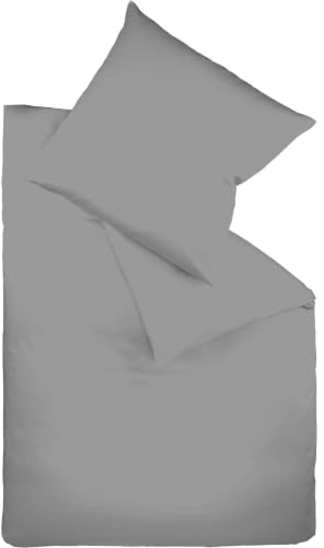 Fleuresse Colours Bettwäsche, Uni-Mako-Satin, steingrau, 135 x 200 cm
