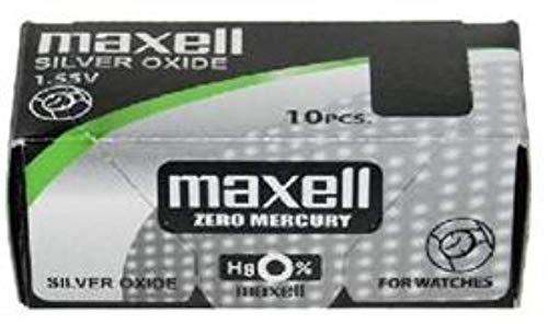 Maxell 18290900 Haushaltsbatterie, Einwegbatterie, Silberoxid, 1,55 V, 10 Stück, 45 mAh, Hg (Quecksilber))