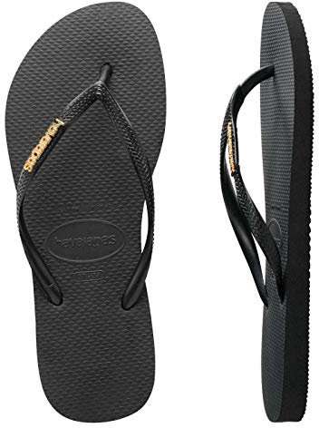 Havaianas Slim Logo Metallic, Infradito Donna, Nero (Black/Gold 1924), 37/38 EU