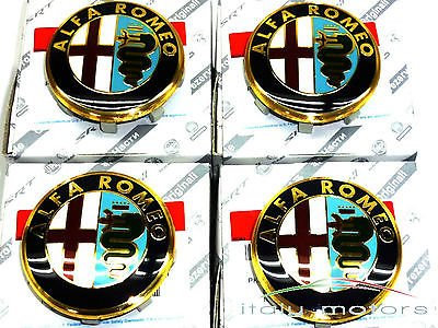 Original Alfa Romeo Felgendeckel Nabendeckel Nabenkappen - Set 4 Stück - 60652886 !!! 50mm !!!