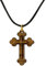 Budded Wooden Cross on Black Cord Necklace from Bethlehem in Olive Wood with Certificate of Authenticity in Cotton Pouch - Authentic Christian Jewellery for Men and Women