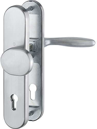 HOPPE Haustür Eingangstür Wechselgarnitur VERONA - Ö-Norm Entfernung 88mm, Edelstahl matt, Langschild Profilzylinder für Türstärke 62-72mm, ohne Kernziehschutz, Prüfung: RC2 nach EN 1906, 1 Stück Sicherheitsbeschlag