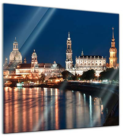 Bilderdepot24 Glasbild - Dresden Skyline bei Nacht - Deutschland - 30x30 - Deko Glas - Wandbild aus Glas - Bild auf Glas - moderne Bilderdepot24 Glasbilder - Glasfoto - Echtglas