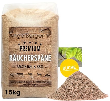 Angel-Berger Räuchermehl Räucherspäne Deluxe 10-15kg Sack Verschiedene Sorten (15kg, Buche Mehl)