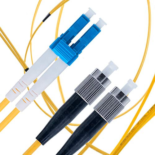 BEYONDTECH Cable de fibra óptica LC a FC OS1 Monomodo Duplex (5 Metros) - Latiguillo Doble Fibra Óptica UPC/UPC - 9/125 (LSZH)
