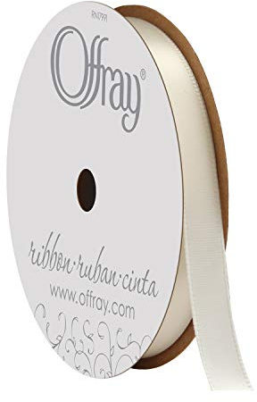 Berwick 061534 3/8 Wide Single Face Satin Ribbon, Antique White Ivory, 6 Yds