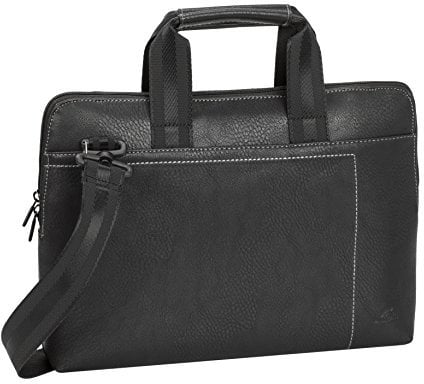 RIVACASE Tasche für Laptops bis 13.3“ – Sehr kompakte Notebooktasche mit Zusatzfächern und extra verstärkten Seiten - Schwarz