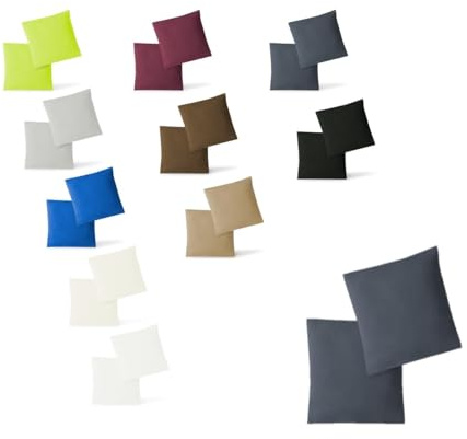 EXKLUSIV HEIMTEXTIL Jersey Kissenbezug Hülle 2 Sparpack Set mit Reißverschluss hochwertige Qualität 80 x 80 cm anthrazit