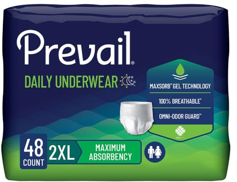Prevail Daily Unisex Underwear Maximum Disposable Incontinence, 48 ct