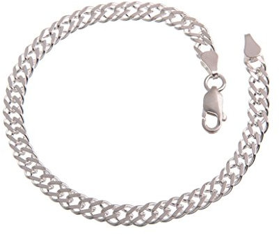 Zwillingspanzerkette Armband 5,5mm breit - 925 Sterling Silber, Länge 16-25cm