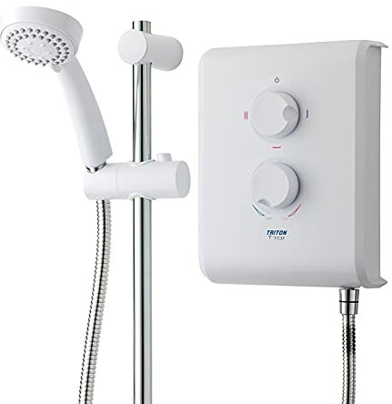 Triton T70Z 8.5Kw Electric Shower White Chrome + Riser Rail - RP T80Z