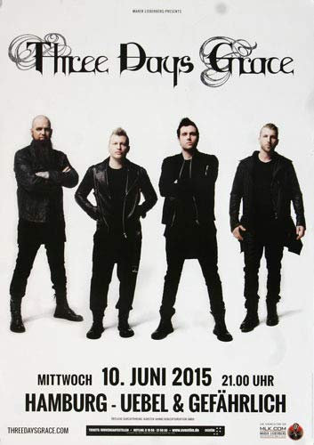 Three Days Grace - Human, Hamburg 2015 » Konzertplakat/Premium Poster | Live Konzert Veranstaltung | DIN A1 «