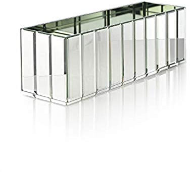 Serene Spaces Living Längliche Gatsby Spiegelvase – Great Gatsby inspirierte Luxus-Glasvase mit abgeschrägten Spiegelstreifen, Verwendung für Heimdekoration, Veranstaltungsaufsätze, 40 cm L x 11 cm B