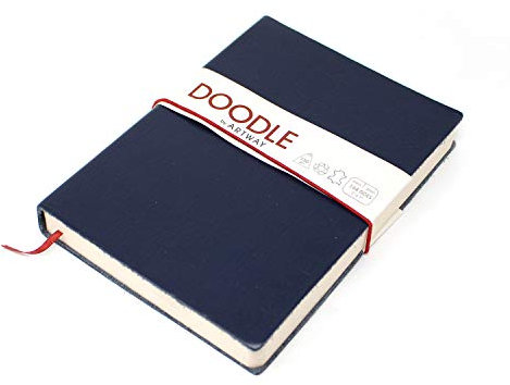 Artway Indigo Doodle - Marineblau Leder Journal/Skizzenbuch - 175mm x 125mm - 164 Blätter/82 Seiten 150gsm Kartuschenpapier