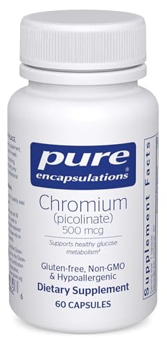 Pure Encapsulations Chromium (Picolinate) 500 mcg - for Lipid & Carbohydrate Metabolism* - Mineral Supplement - Superior Absorption Chromium Supplement - Vegan & Gluten Free - 60 Capsules