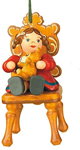Hubrig Volkskunst GmbH - Christbaumschmuck: Teddybär - 7,5cm - Gold - Glas - Hängend - Traditional Folk Art - Weihnachten