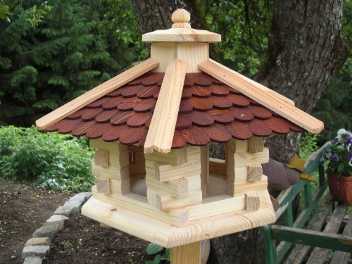 Vogelhaus-Vogelhäuser Vogelfutterhaus Vogelhäuschen-aus Holz-Nistkasten-Schreinerarbeit-in unterschiedlichen Farben erhältlich … (rund Braun mittel)