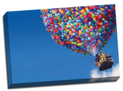 Large Childrens Kids Up! Movie Balloon Floating House Framed Canvas Picture Wall Art Print 20x30 Inches A1 by Panther Print
