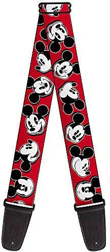 Buckle-Down GS-WDY098 Gitarrengurt Mickey Mouse Expressions rot schwarz weiß 2 Zoll breit 86,4-152,4 cm