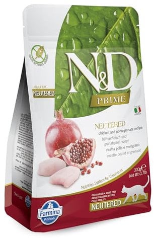 Farmina N&D Prime Adult Pellets Katzenfutter(Trockenfutter, mit hochwertigen Vitaminen und natürliche Antioxidantien, ohne Mais, Zutaten: Hähnchen Granatapfel, Portionsgröße: 300 g)