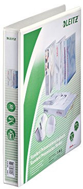 Leitz 42840001 Ringbuch Präsentation, mit Taschen, A4, PP, 4 Ringe, 25 mm, weiss