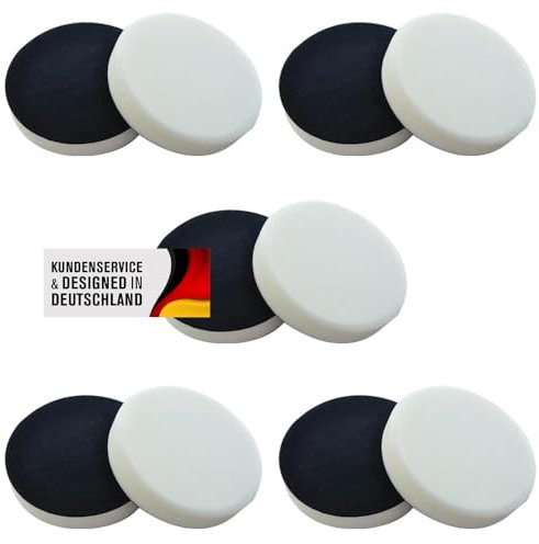 Polierschwämme Polierpads Polierzubehör 180 mm oder 150 mm Gewaffelt oder Glatt - Kletthaftend & In Verschiedenen Härtegraden Für Die Poliermaschine 10er-Set Weiß (Soft, 180 mm glatt)