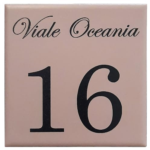 GUIZZO Creart - Numero Civico Esterno Personalizzato in Ceramica, Targhetta Personalizzata Via/Nomi con Cornice Mosaico, Targhetta Porta Ingresso Personalizzata Made in Italy 10x10H cm, Marrone