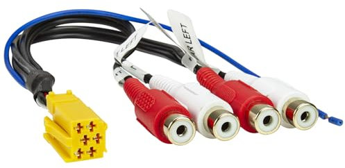 tomzz Audio 7500-010 Line-Out Adapter kompatibel mit Becker Blaupunkt Grundig Mini-ISO gelb 6-pol. 4-Kanal