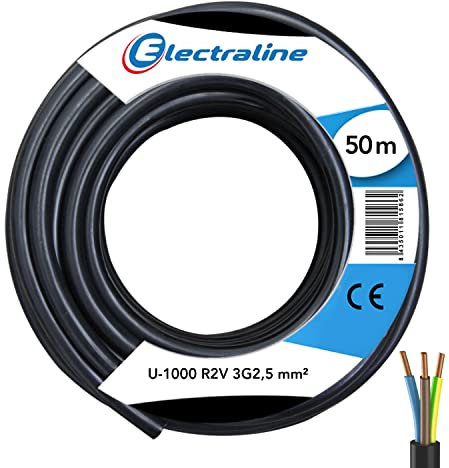 Electraline 1021828BD Couronne de Cable U-1000 R2V 3G2.5 100M, Noir