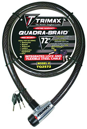 Trimax Trimaflex Integrated Keyed Cable Lock 6' L X 25Mm TQ2572, Card Packaging, Black
