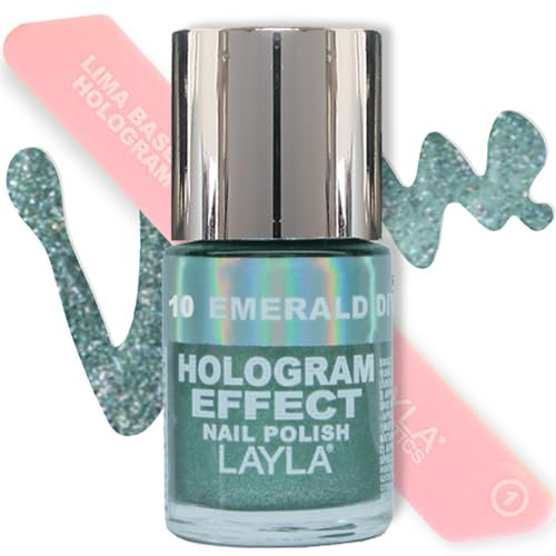 Layla Cosmetics Hologram Effect Nail Polish 10ml 10 Emerald Divine